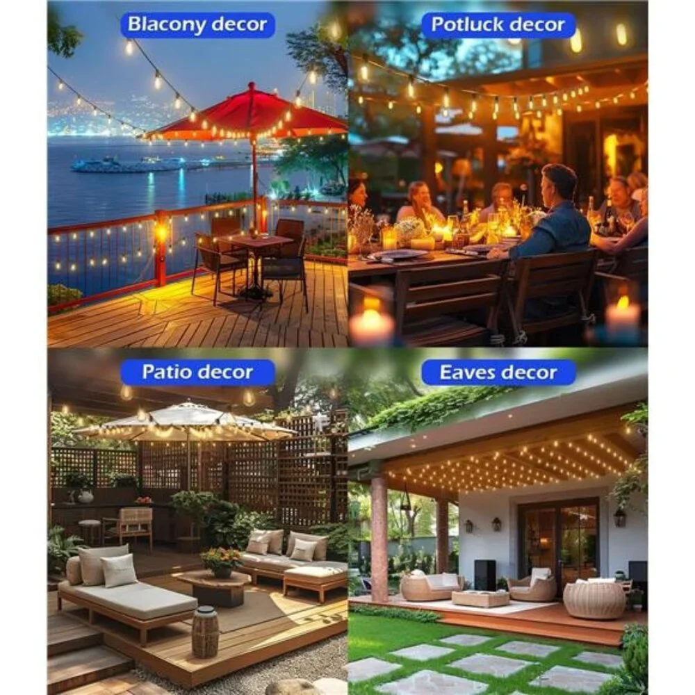 200FT Outdoor String Lights, Ultra Long LED Patio Lights with Shatterproof Bulbs